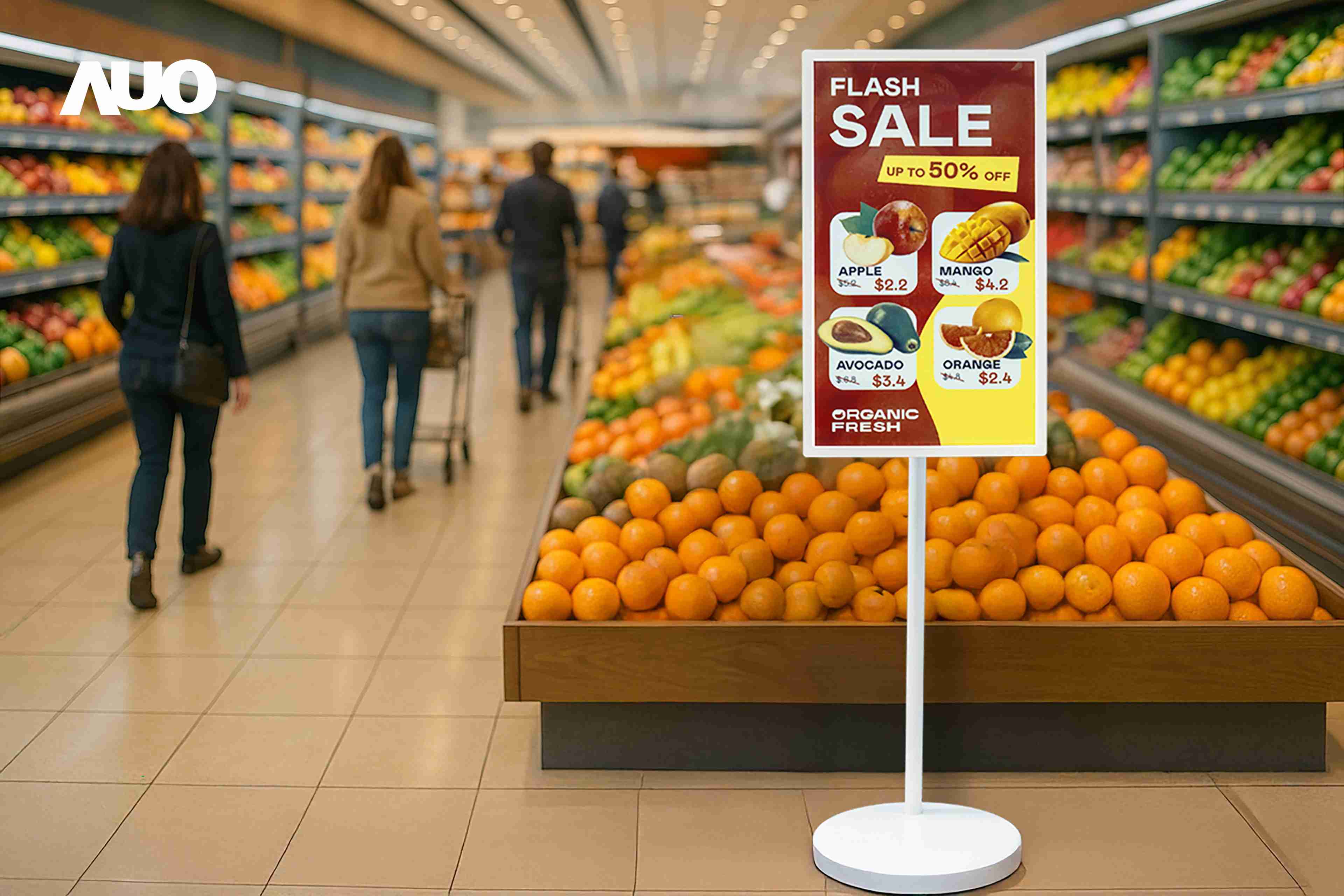 达擎首亮相低功耗、、、、全彩的〝aecoPost电子纸解决方案〞，，，，仅在更新画面时需要微量的电力驱动，，，，无需布建电线的便捷设计，，，，使其可灵活应用、、、、随意置放，，并可透过云端或行动装置app，，，轻松管理及排程广告内容，，，，晋升店头营销利器。。。。